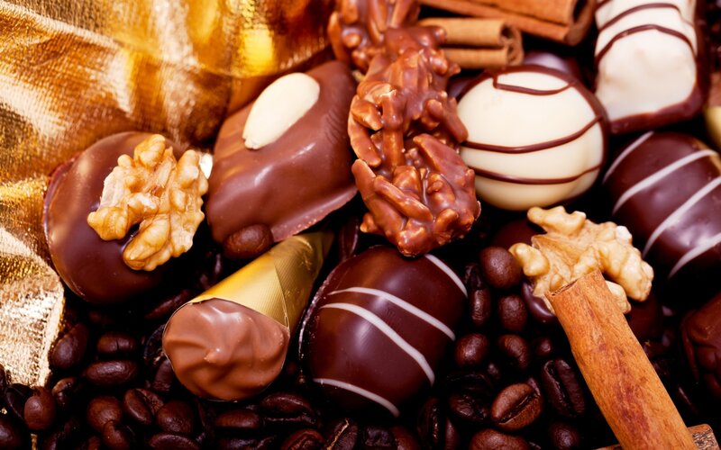 Assorted Chocolate Candies — Brown, Indulgent, Photograph, Walnuts