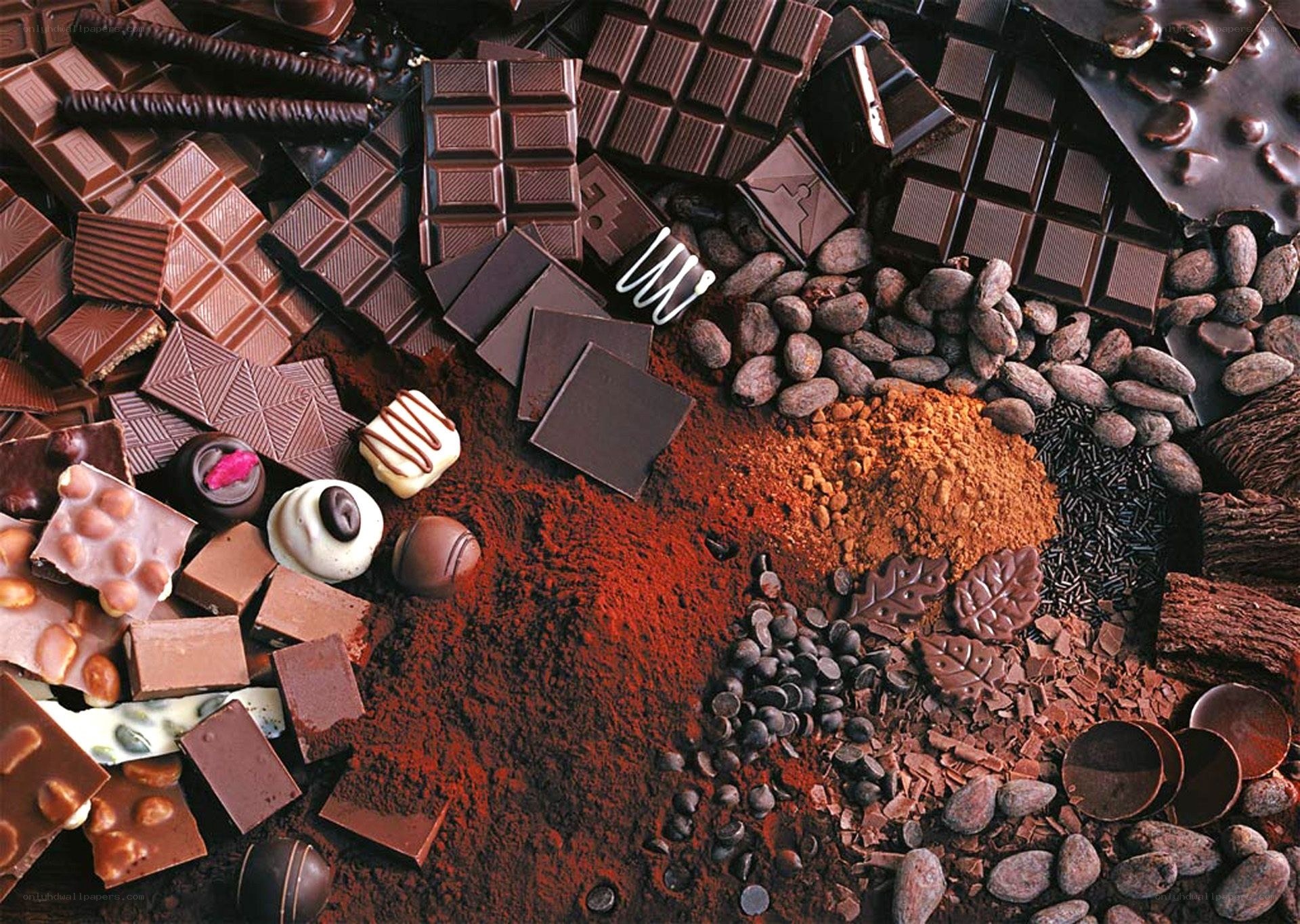 Assorted chocolate treats and ingredients