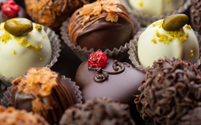 Assorted Chocolate Truffles — Brown, Indulgent, Photograph, Berries