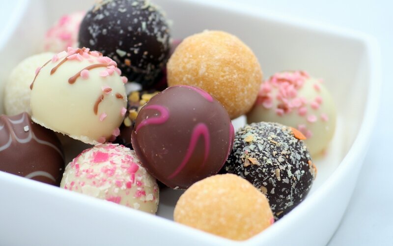 Assorted Chocolate Truffles — White, Appetizing