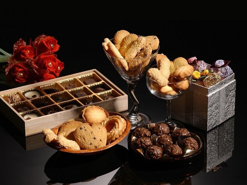 Assorted chocolates and cookies