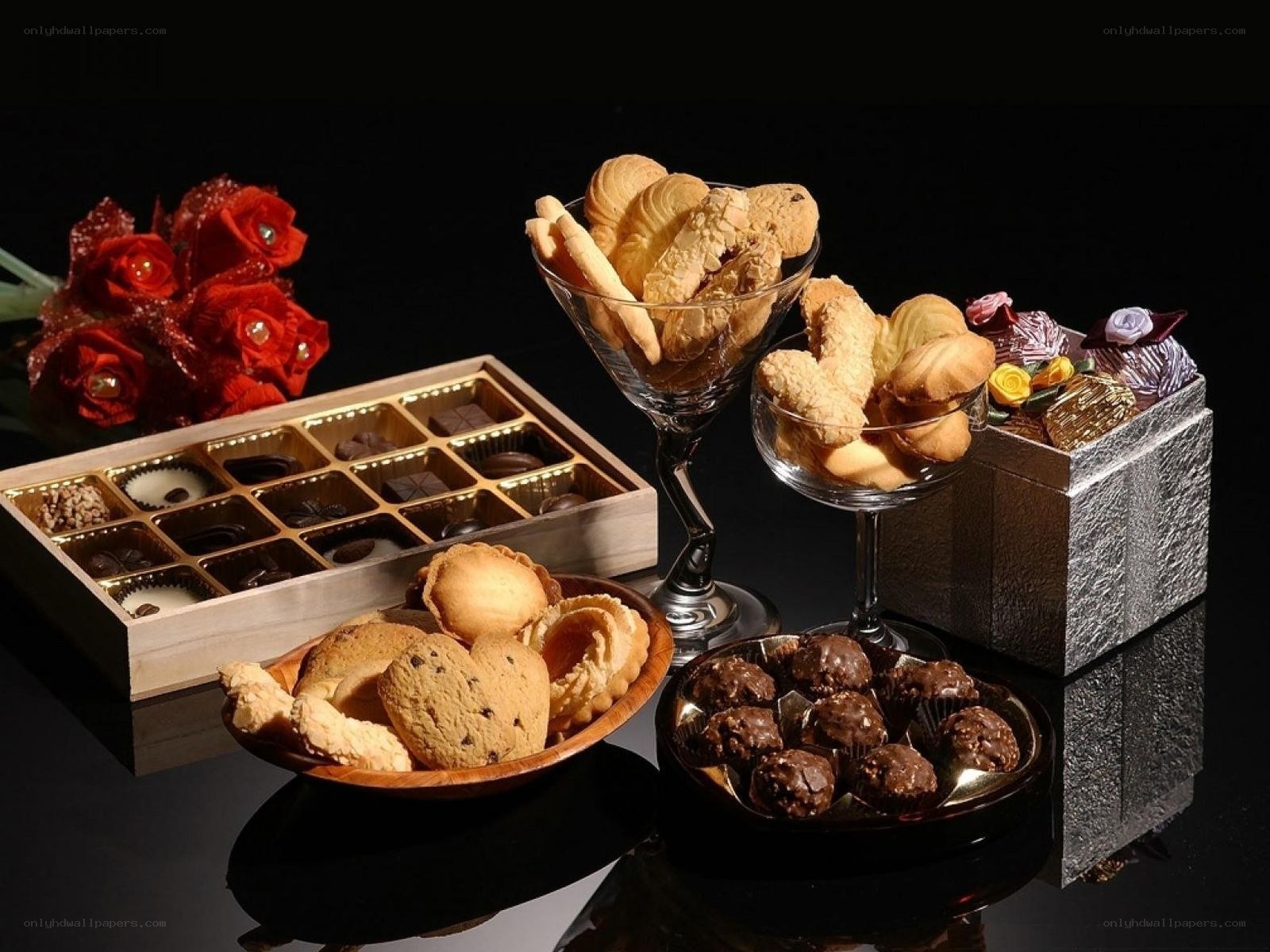 Assorted chocolates and cookies