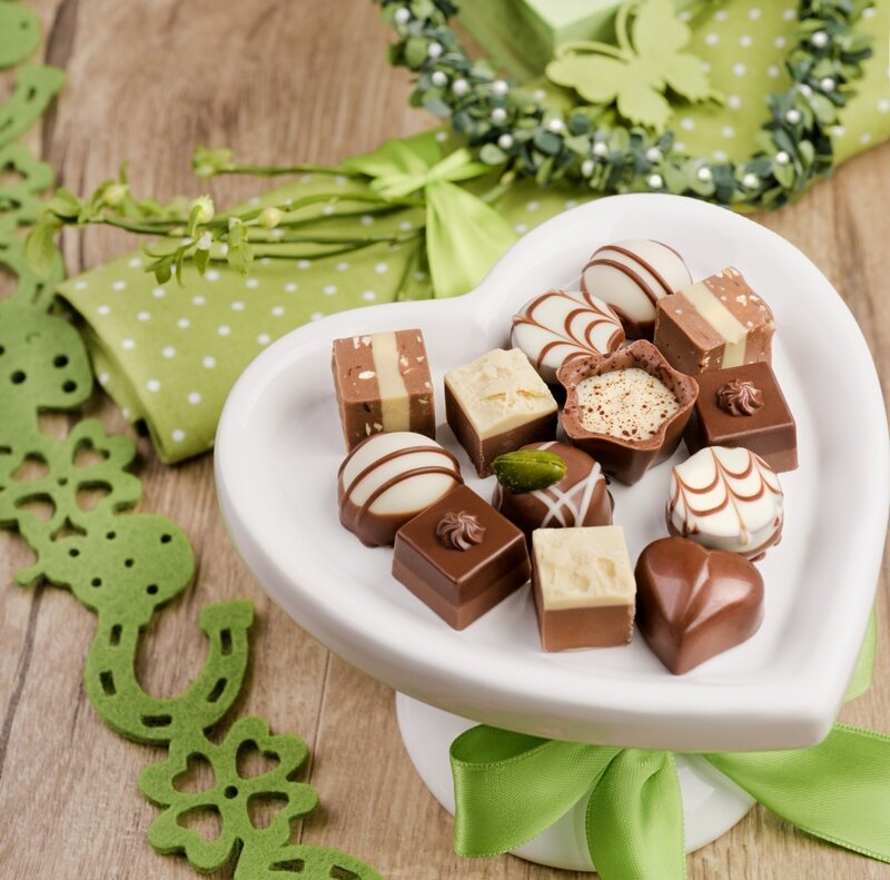 Assorted Chocolates in Heart Dish — White