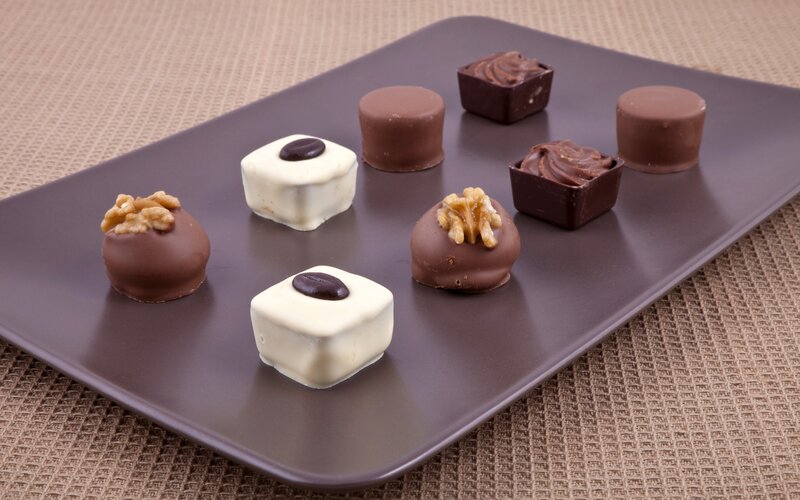 Assorted Chocolates on Plate — Brown, Neutral