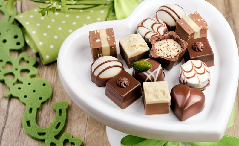 Assorted Chocolates on Plate — White, Calm, Photograph