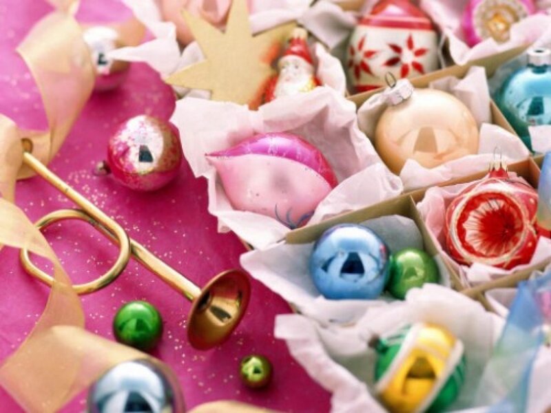 Assorted Christmas Ornaments — Pink