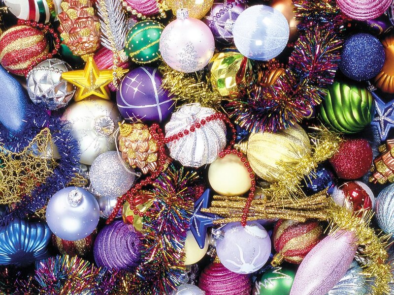 Assorted Christmas Ornaments — Purple, Festive