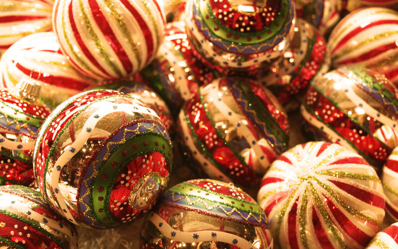 Assorted Christmas Ornaments — Red, Festive, Winter, Photograph