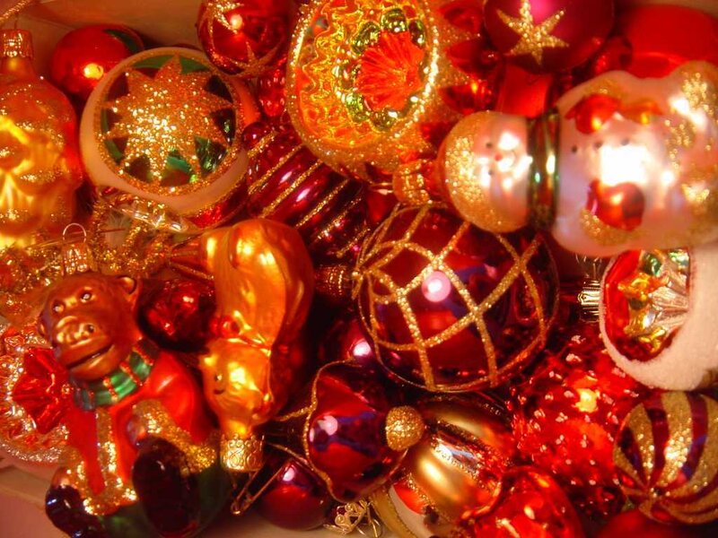 Assorted Christmas Ornaments — Red