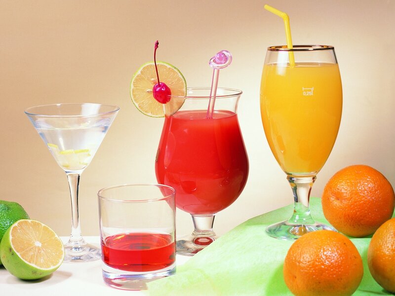 Assorted Cocktails and Fruit — Yellow