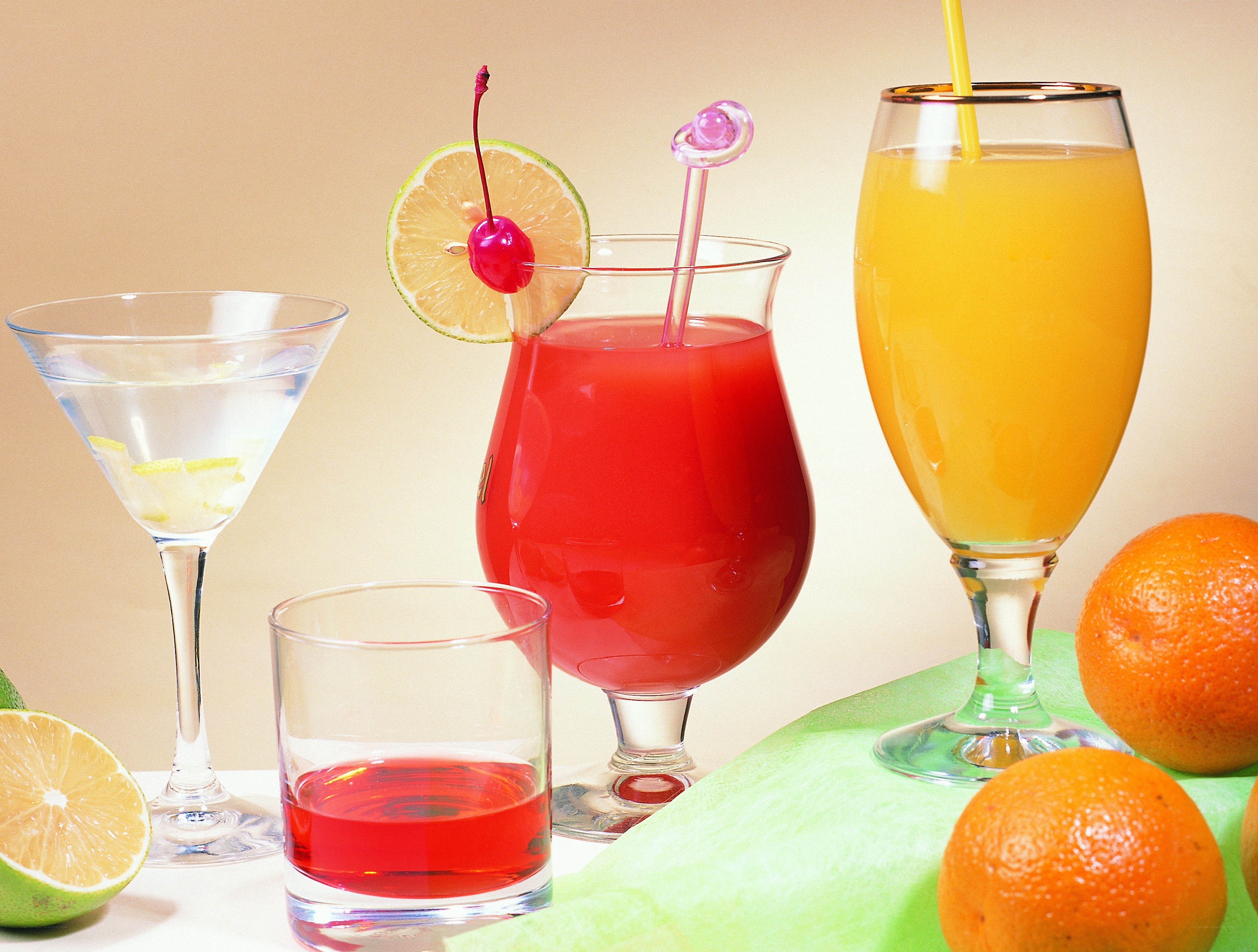 assorted cocktails and fruit