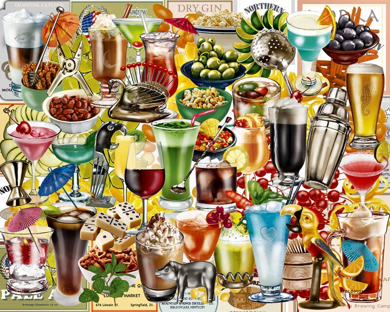 Assorted Cocktails and Snacks