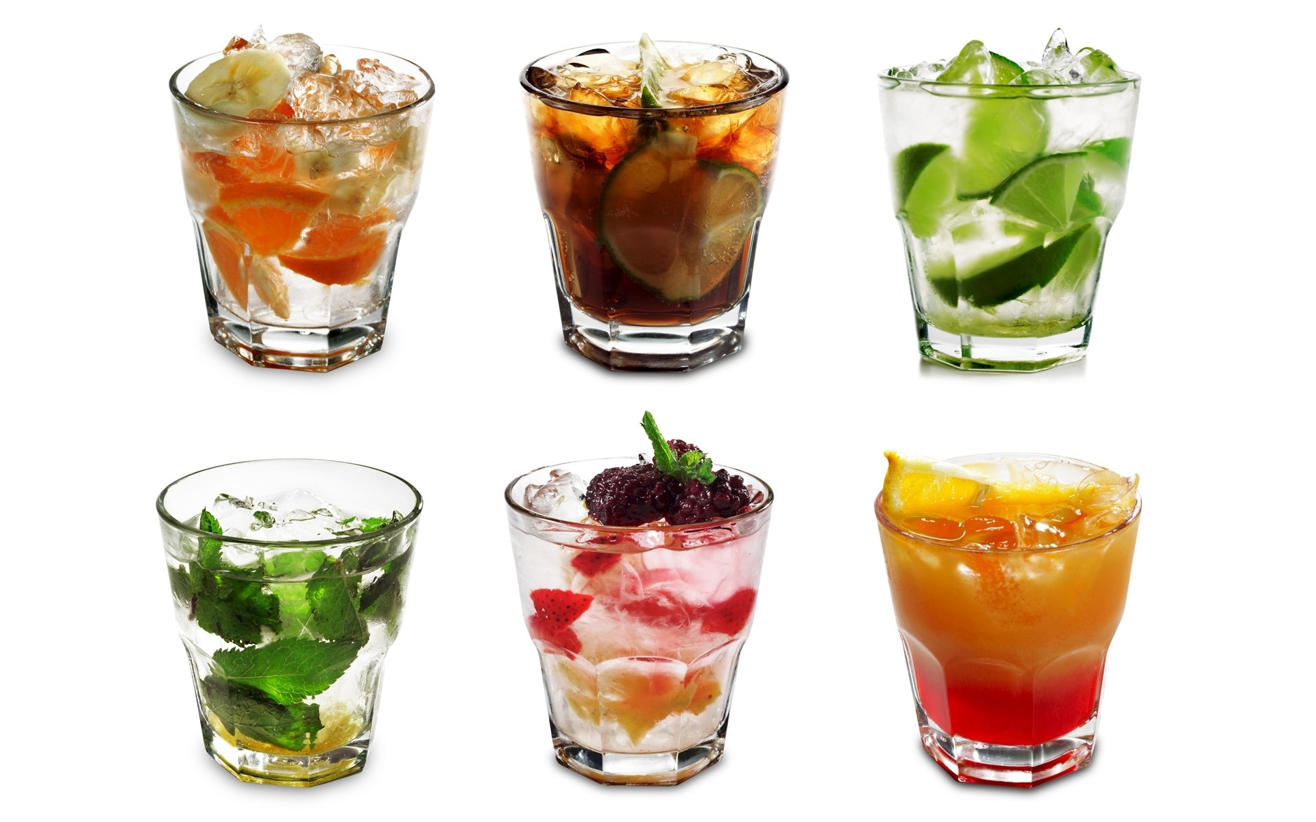 Assorted cocktails in glasses