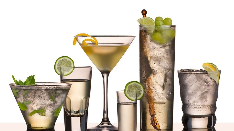 Assorted cocktails on display