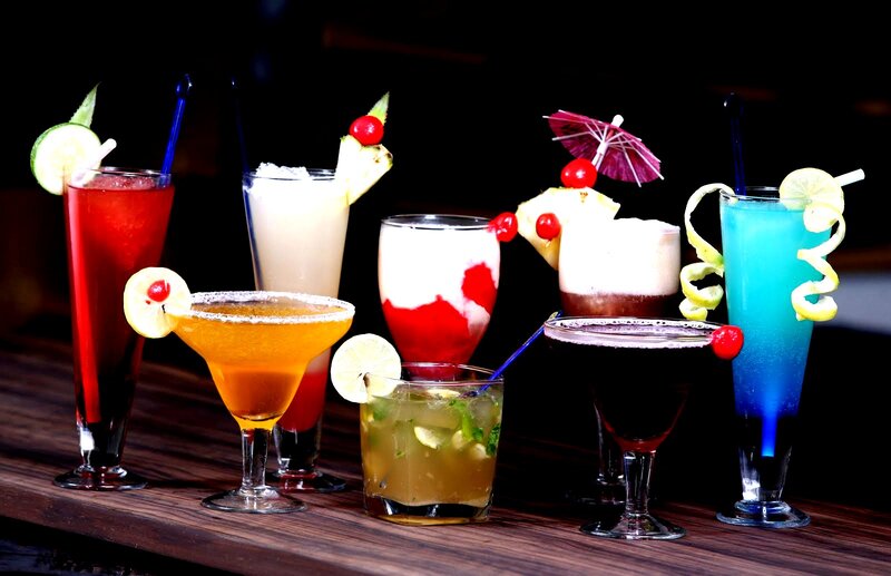 Assorted Cocktails on Table — Blue