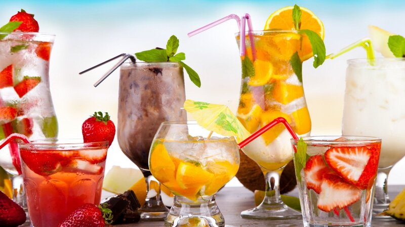 Assorted Cocktails on Table — Red
