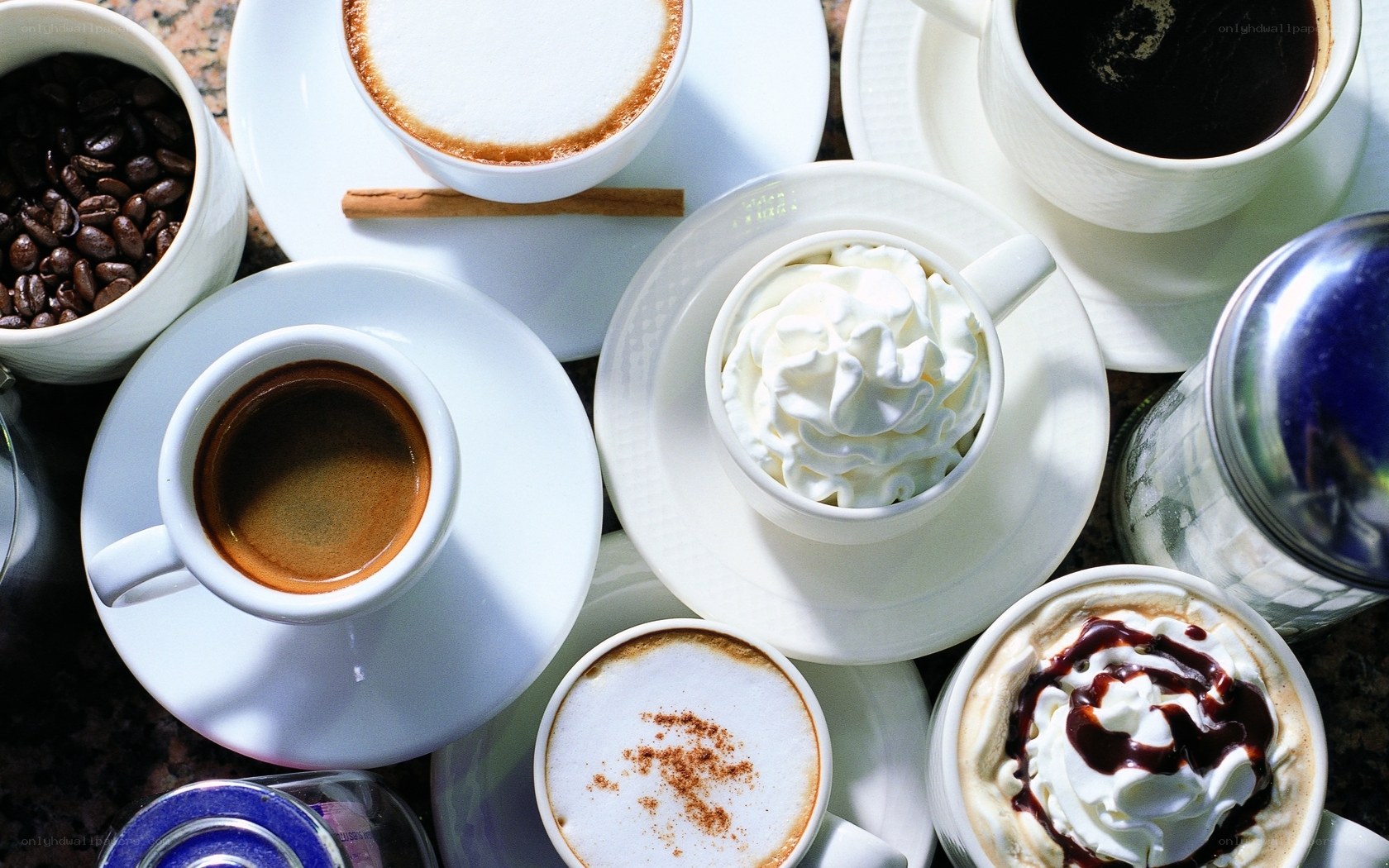 Assorted coffee drinks