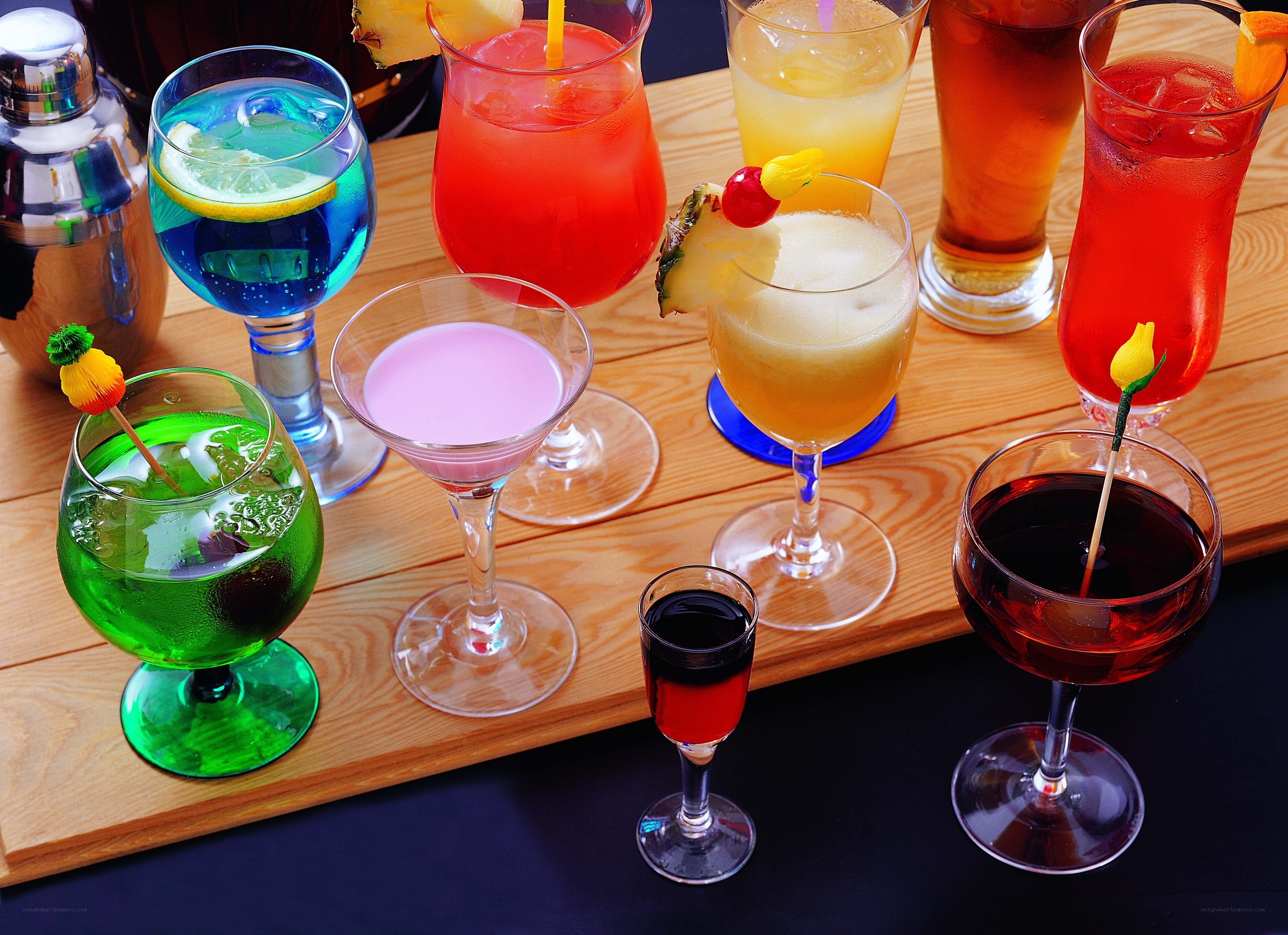 Assorted colorful cocktails