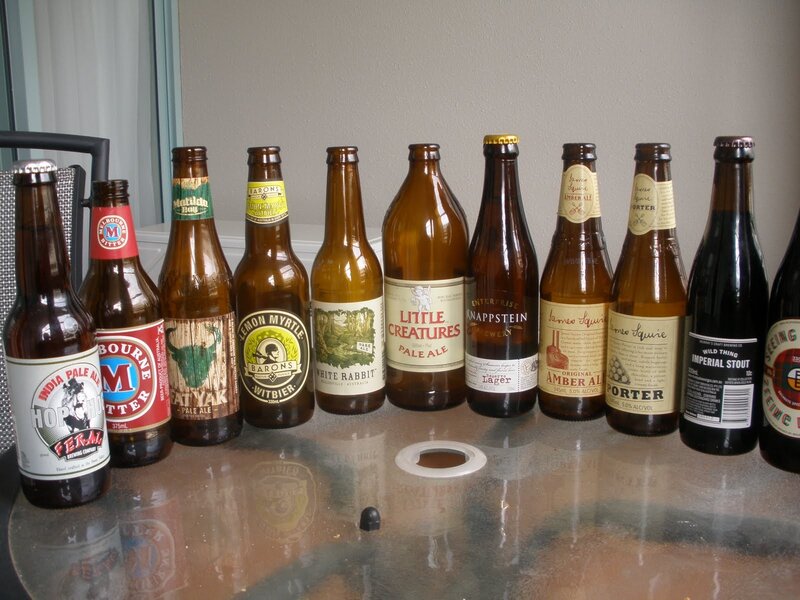Assorted craft beer bottles