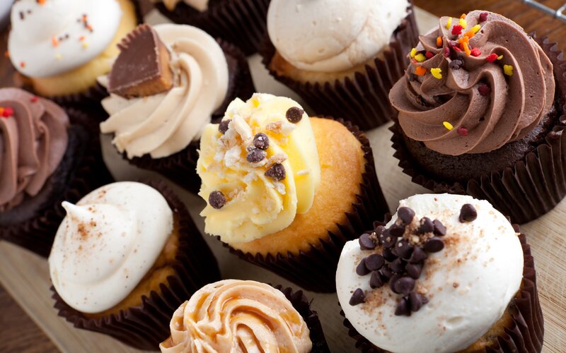 Assorted Cupcakes on Tray