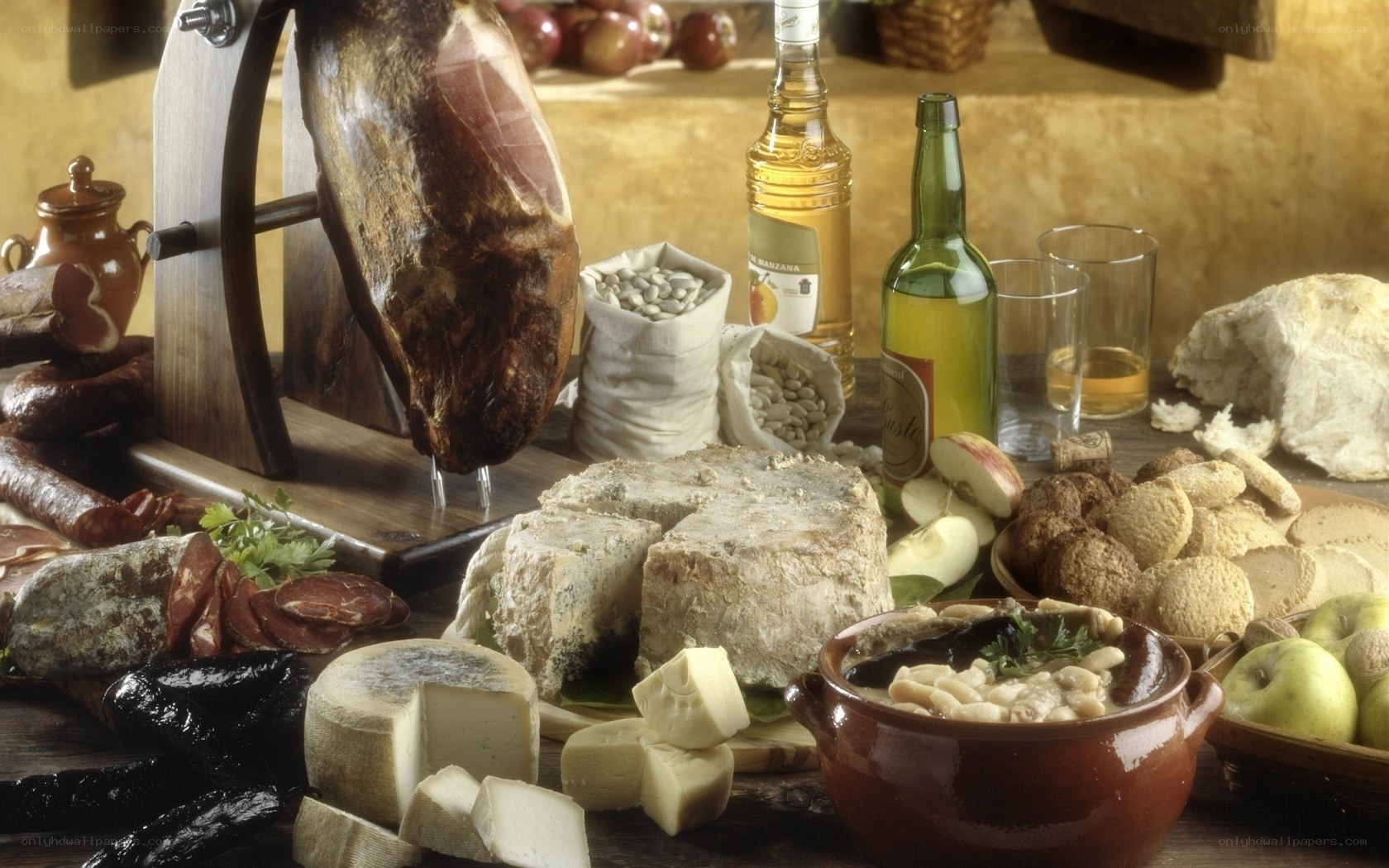 Assorted cured meats and cheeses