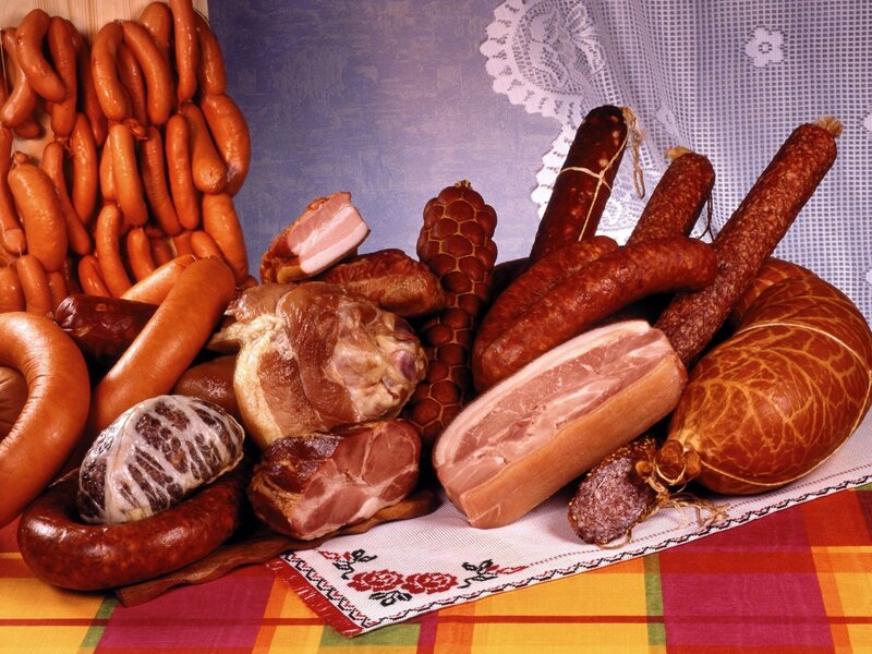 Assorted cured meats display