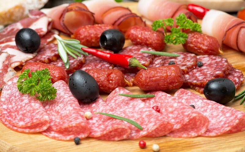Assorted Cured Meats — Red, Appetizing