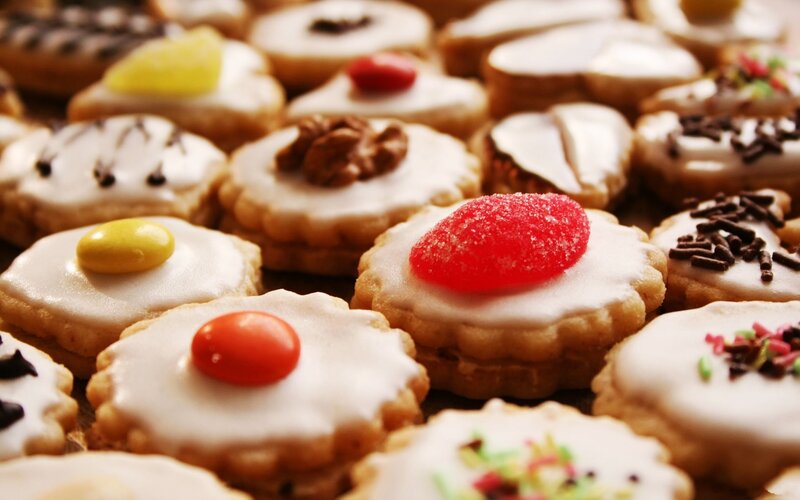 Assorted decorated cookies