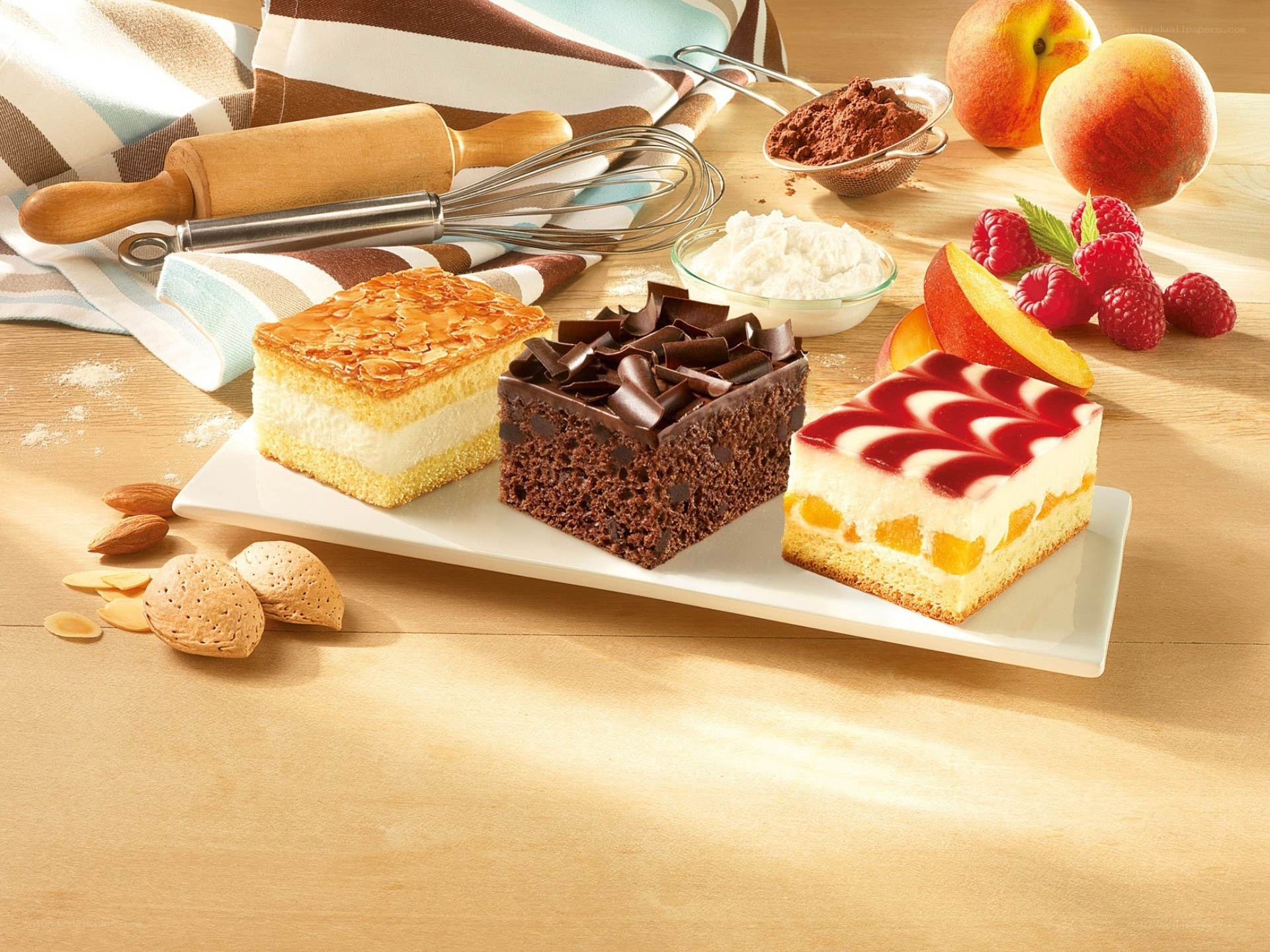 Assorted dessert slices on a platter