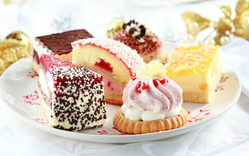Assorted Desserts on Plate — White, Festive, Winter, Photograph