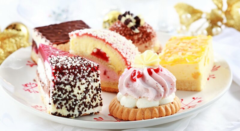 Assorted Desserts on Plate — White, Festive, Winter
