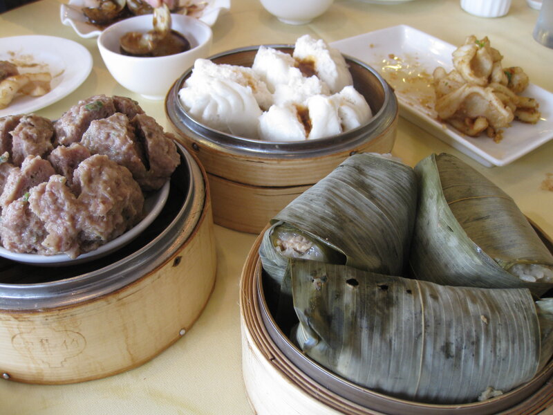 Assorted dim sum dishes