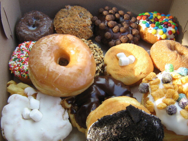 assorted donuts in a box