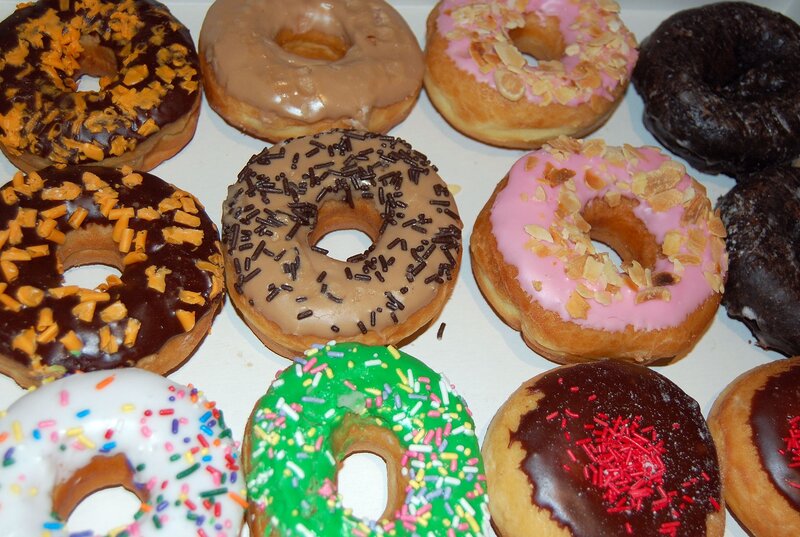 assorted donuts in a box