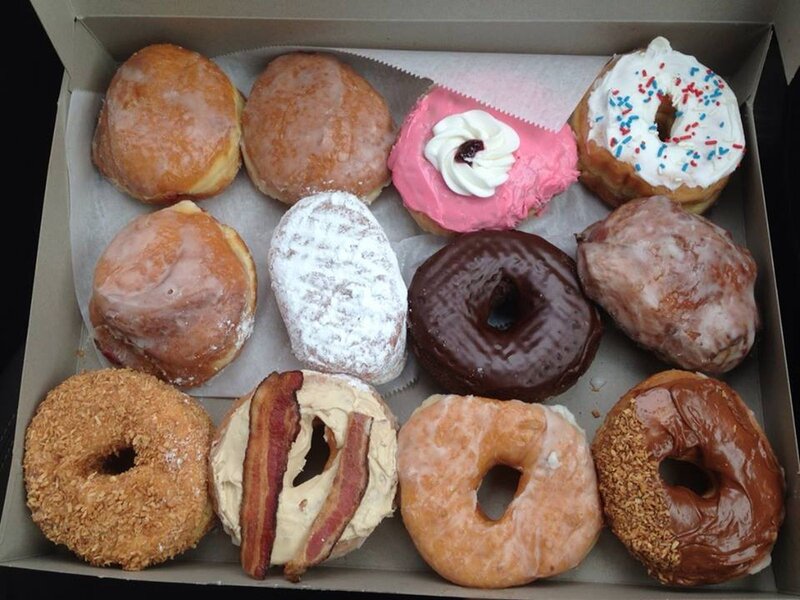 Assorted Donuts in Box — Brown, Appetizing