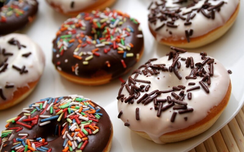 assorted donuts with sprinkles