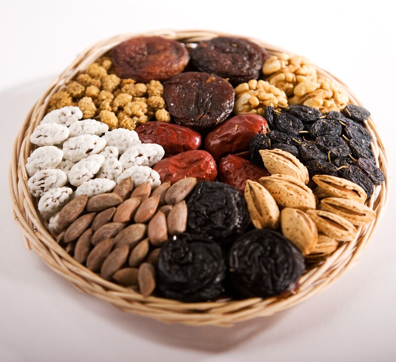 Assorted dried fruits and nuts