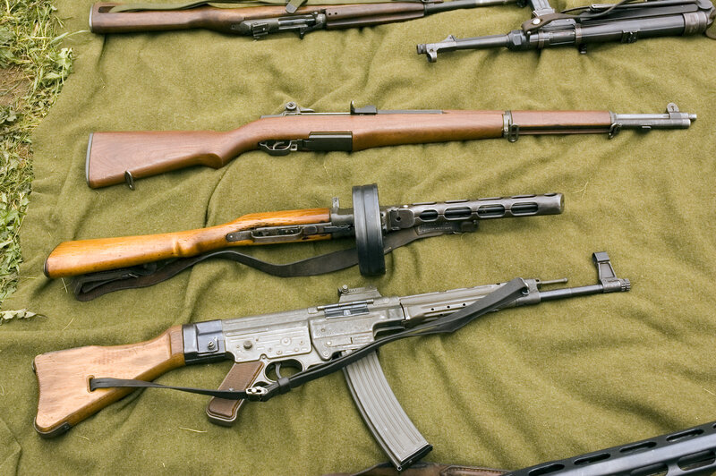 Assorted firearms on display
