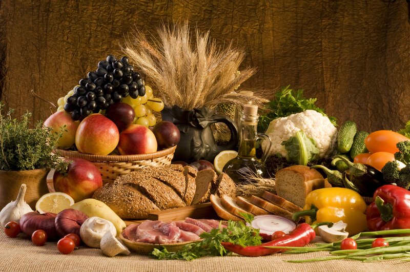 Assorted Food on Burlap