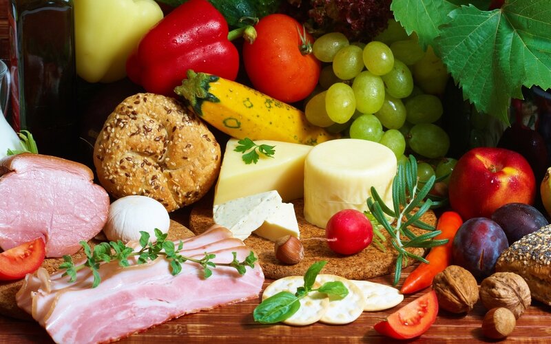 Assorted Food on Wood