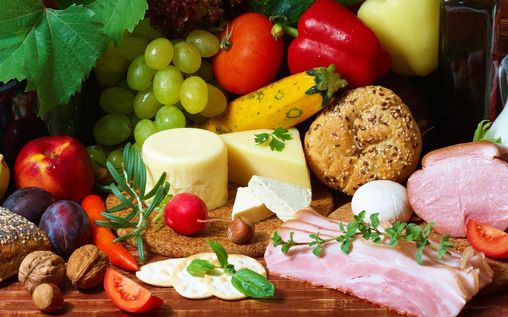 Assorted fresh foods on a table