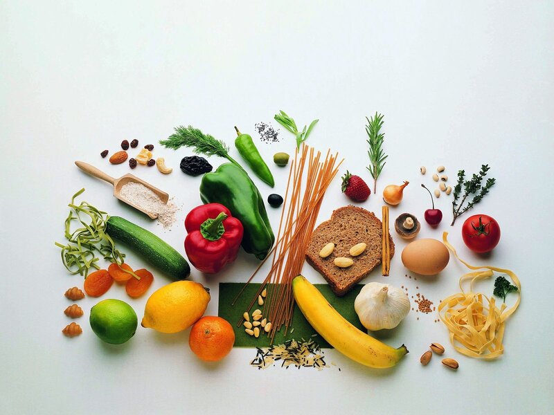 Assorted Fresh Foods — White