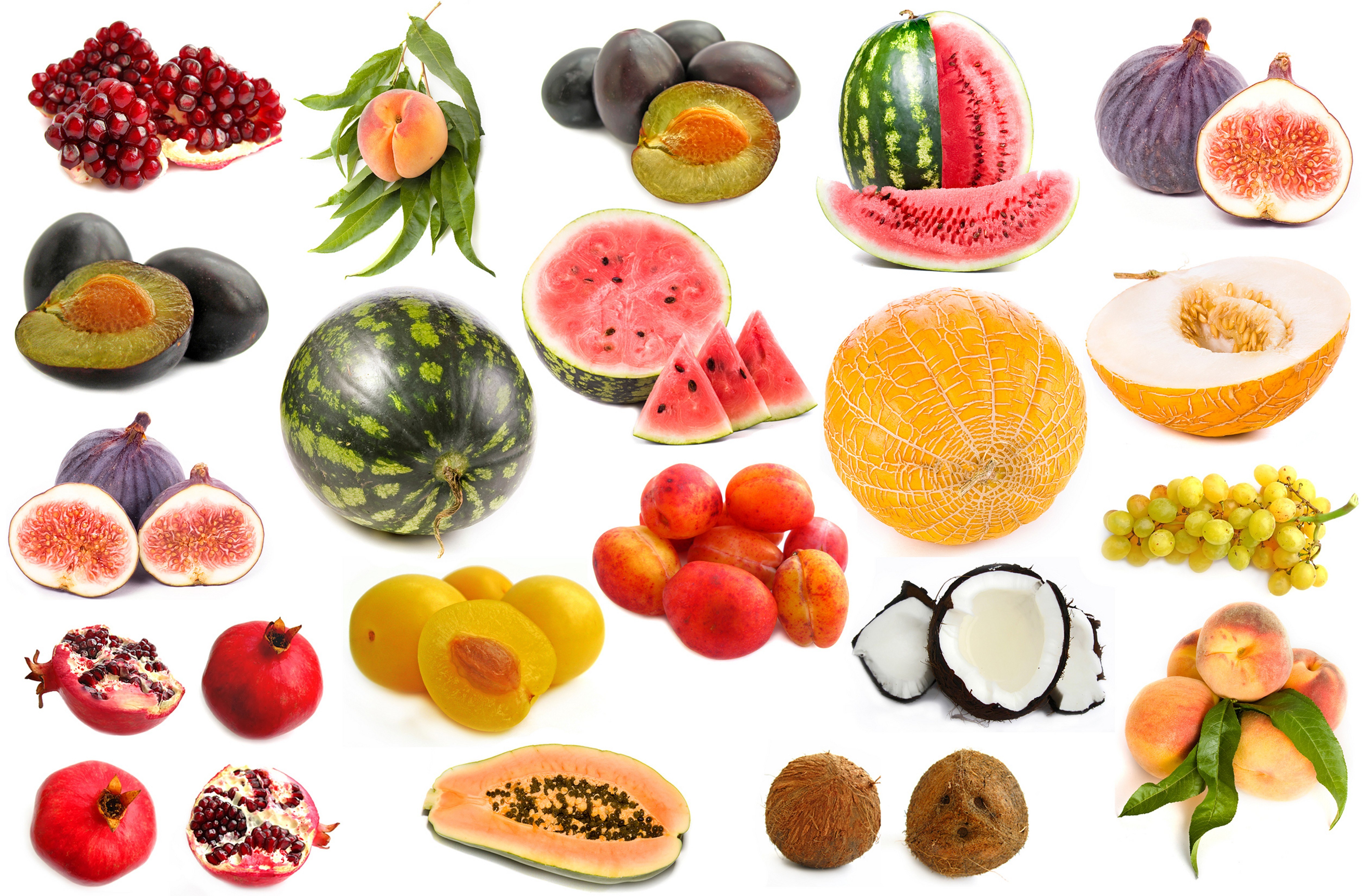 Assorted fresh fruits collage