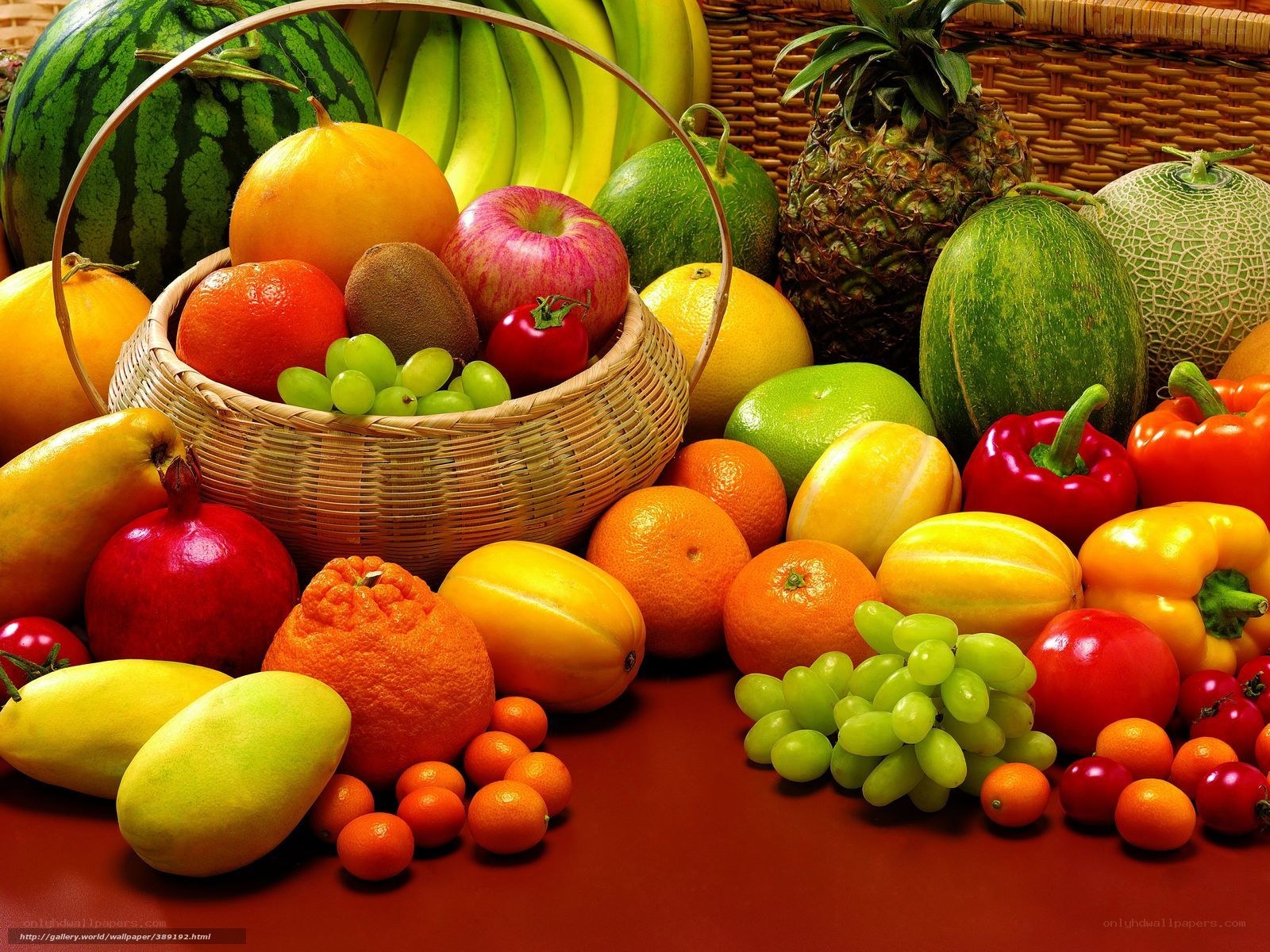 Assorted fresh fruits display