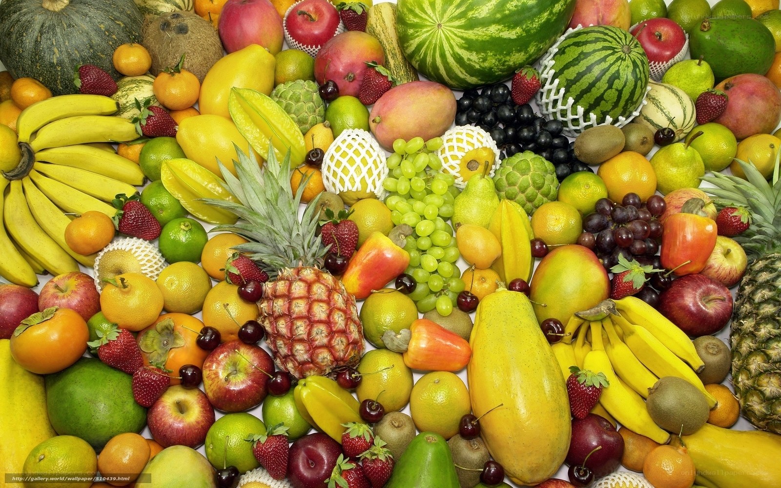 Assorted fresh fruits display