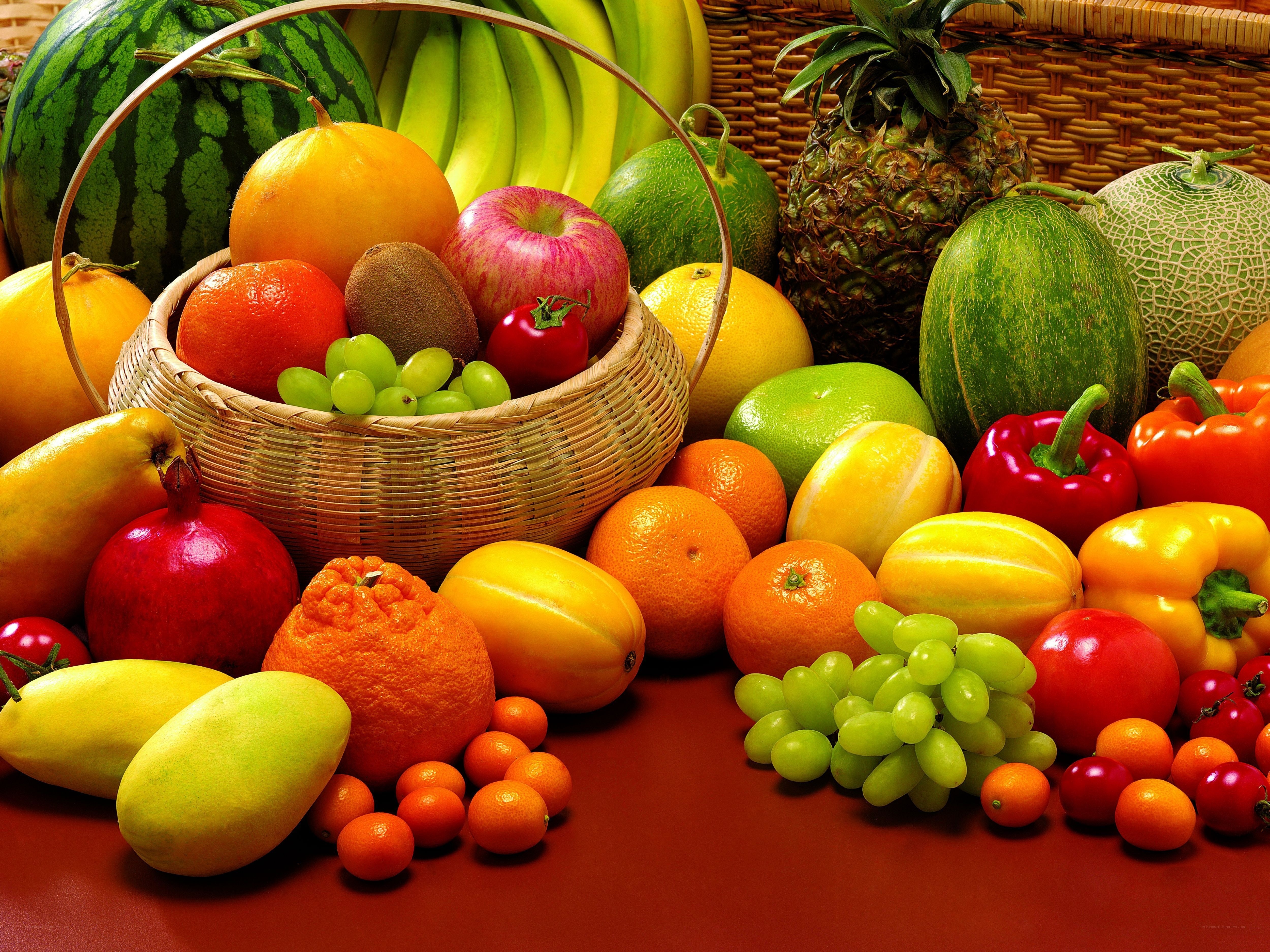 Assorted fresh fruits display