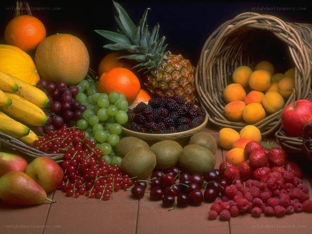 Assorted fresh fruits display