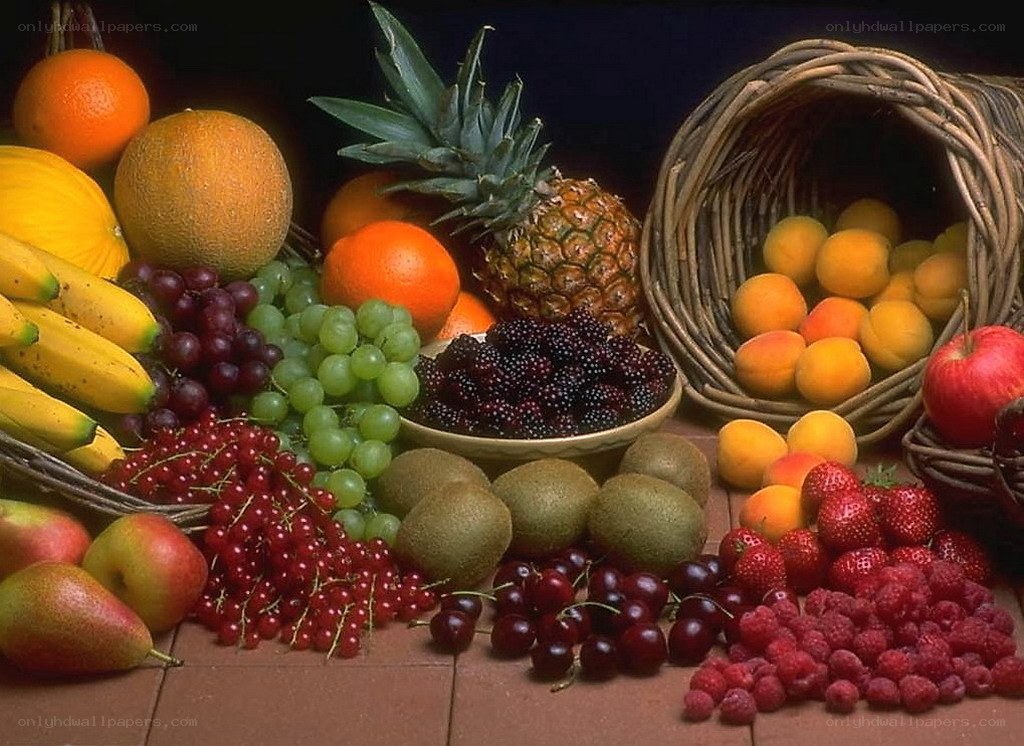 Assorted fresh fruits display