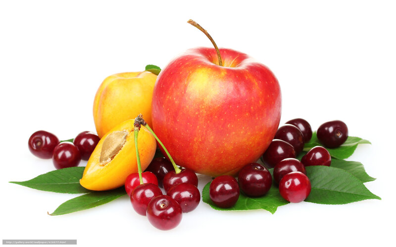 assorted fresh fruits on white
