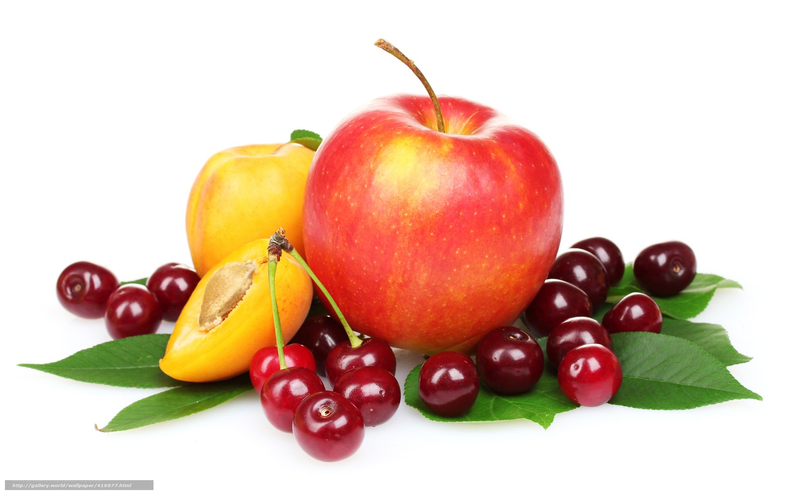 assorted fresh fruits on white
